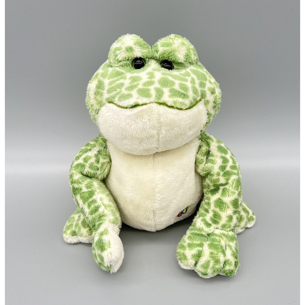 GANZ Webkinz Spotted Frog Green & White 8” Plush Stuffed Animal Toy EUC No Code